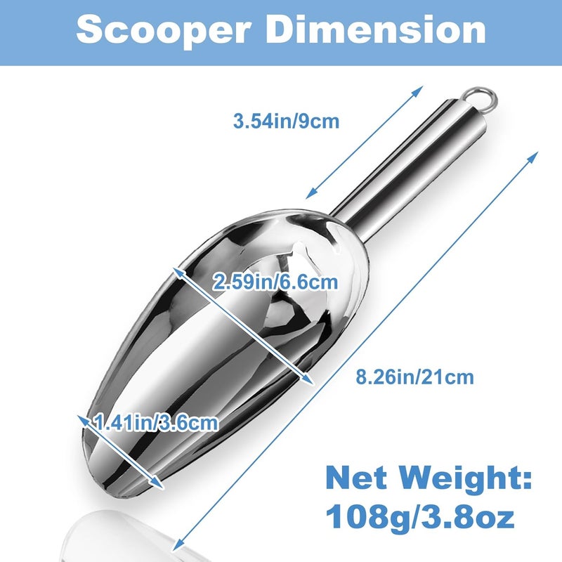 LifHap Metal Ice Scoop for Freezer,6 oz Stainless Steel Scooper for Ice Machine,Ice Bucket,Bar,Kitchen,Parties,Multipurpose Food Scoops for Ice Cubes,Popcorn,Flour,Candy,Pet Food (6 oz) - Image 3